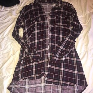 Plaid Tunic-Length Button Down
